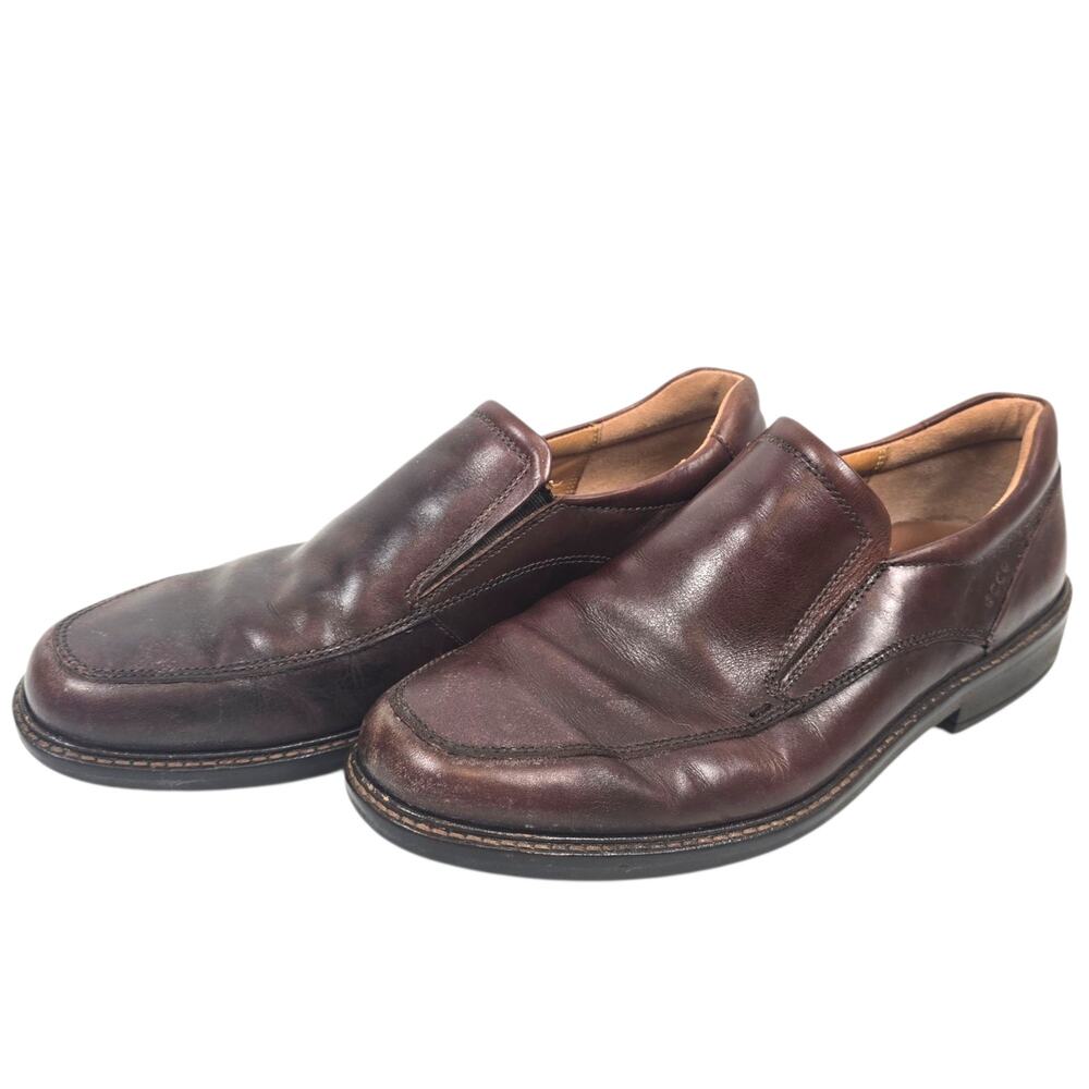 Ecco Shock Point Loafers Mens EU42 US 8-8.5 Cherry Brown Slip On Preppy Academia